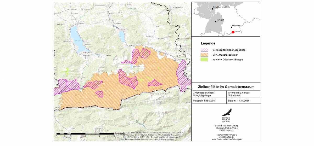 Abbildung: Kartierte Offenlandbiotope in den Schonzeitaufhebungsgebieten des EUVogeschutzgebietes „Mangfallgebirge“